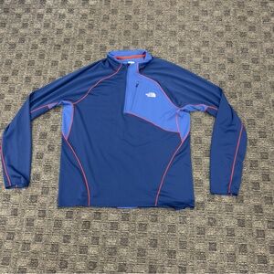 The North Face Men's Two-Tone Blue‎ 1/4 Zip Flash Guard light weight Hoodie